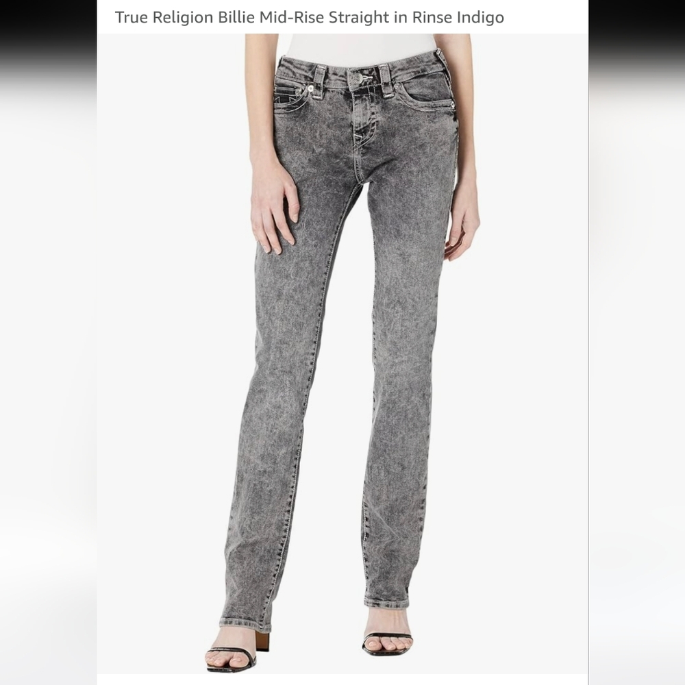 True Religion Billi Mid Rise Straight Leg Gray Jeans Sz.27